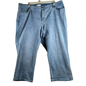 Lane Bryant Womens Plus Size 24 Mid- rise Boyfriend capri Blue Denim Jeans